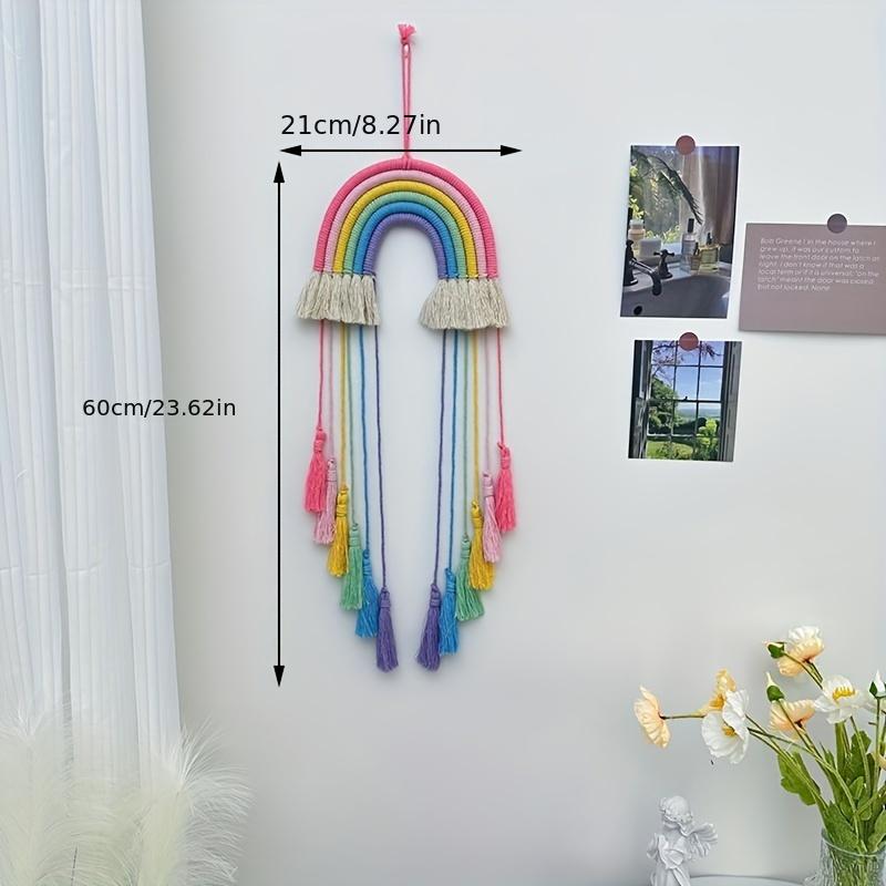 Bohemian Woven rainbow ornaments girl hairpin storage rack wall decoration pendant headdress finishing rack