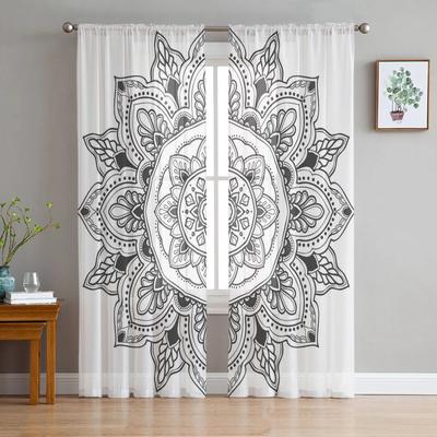 Mandala Pattern Tulle Curtain Home Office Window Decor Bedroom Kitchen Balcony Modern Sheer Curtain