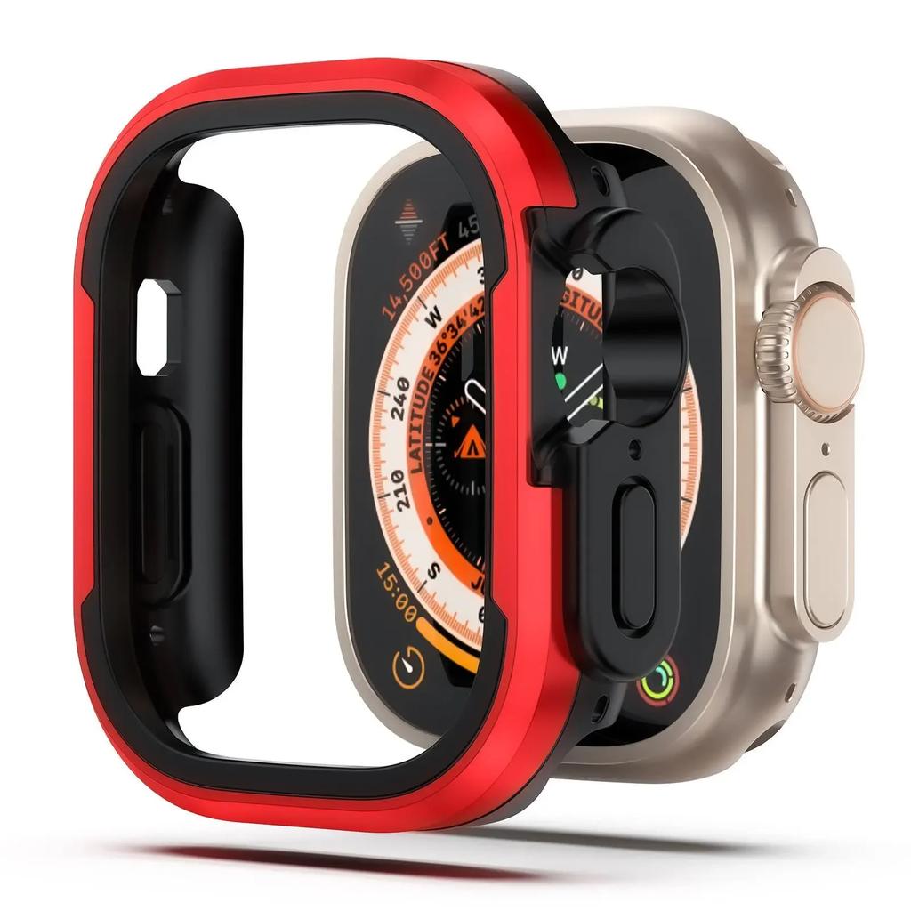 Boett i aluminiumlegering för Apple Watch Ultra 3/2 49mm serie 11 10 9 8 7 6 se TPU Stötfångare+Metallram för iWatch 46/42/45/44/41/40mm