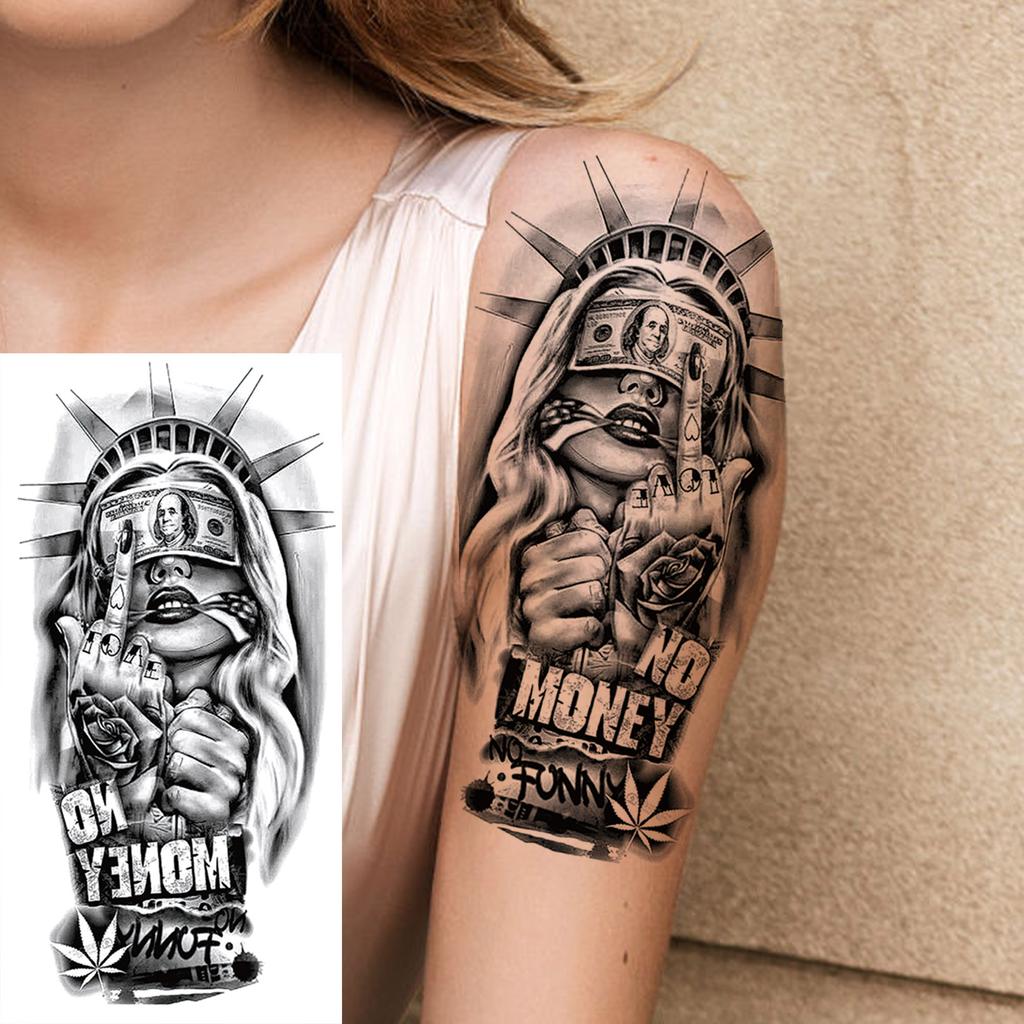 1 Sheet Wolf Lion Astronaut Temporary Tattoos For Men Women Adults Fake Tattoo Sticker Planet Galaxy Universe Outer Space