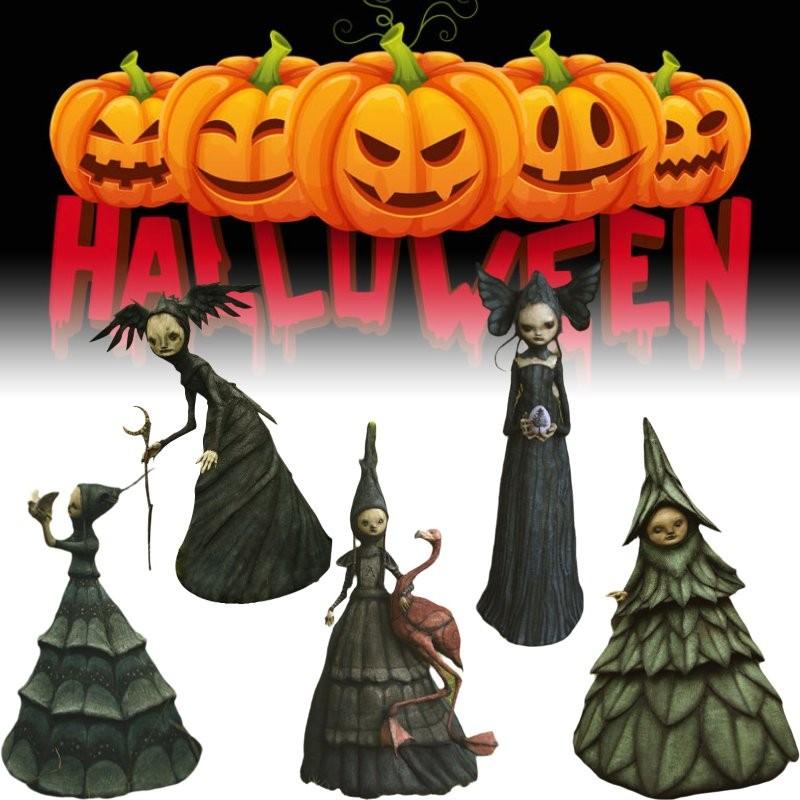 Halloween Ghost Witches Decorations Horror Props Garden Ornament Resin Craft