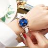 OLEVS Stylish Mechanical Wristwatch with Ceramic and Rose Gold Date Luminous Blue Women's Band, Crystals, Easy-to-Read Dial, Display, Waterproof,
