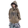 Retro American High Street Top Spider Design Sense Modetrend Kapuzenmantel Pullover