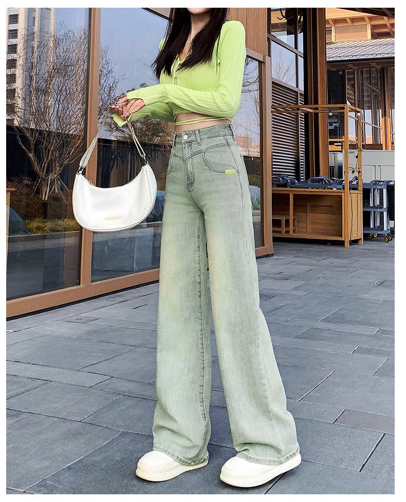 Nostalgic High-Waist Blue Wide Leg Jeans for Women - Summer 2025 Slimming Petite Straight Pants