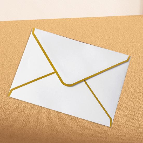 10Pcs Hot Stamping Envelope Golden Border Blanks V-Flap Design Envelope Greeting Cards Invitations Notes Envelopes