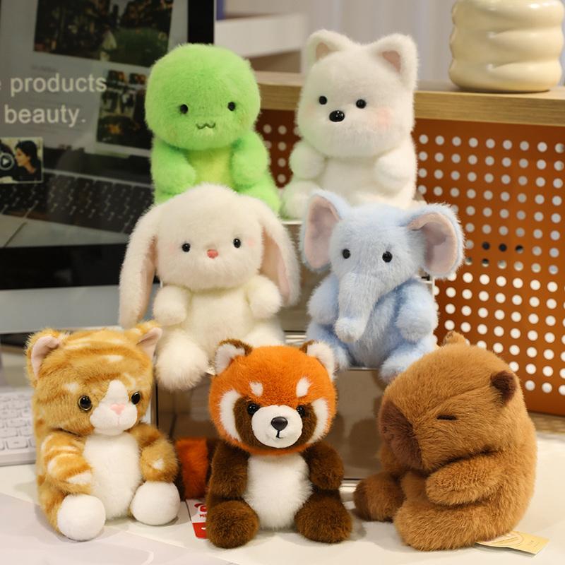 13cm Kawaii Dog Capybara Elephant Rabbit Tortoise Panda Cat Plush Doll Home Table Decoration Christmas Birthday Gifts