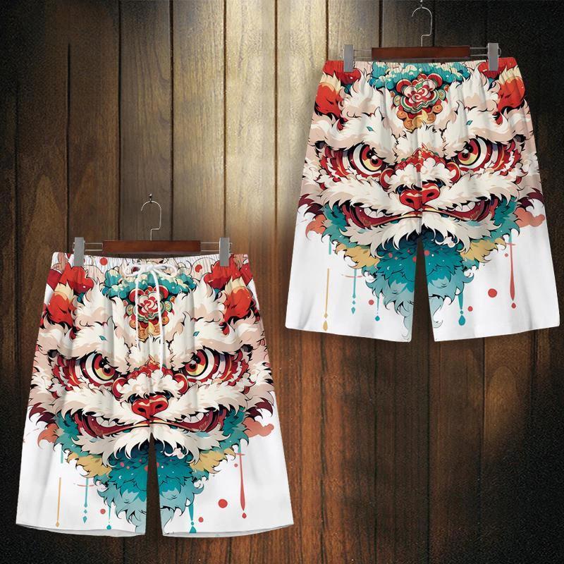 

Chinese Lion Dance Muay Thai Kickboxing Training Shorts Print Quick Dry Martial Art Boxer Unisex Men Women Kid Fighting Fitness Sport Gym Workout S