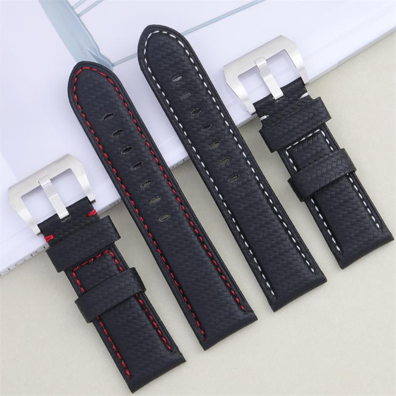 Soft Nylon Carbon Fiber Leather Wacthband For Panerai Strap PAM386/441 Blue Black Wristband Bracelet 24mm With Pin Buckle