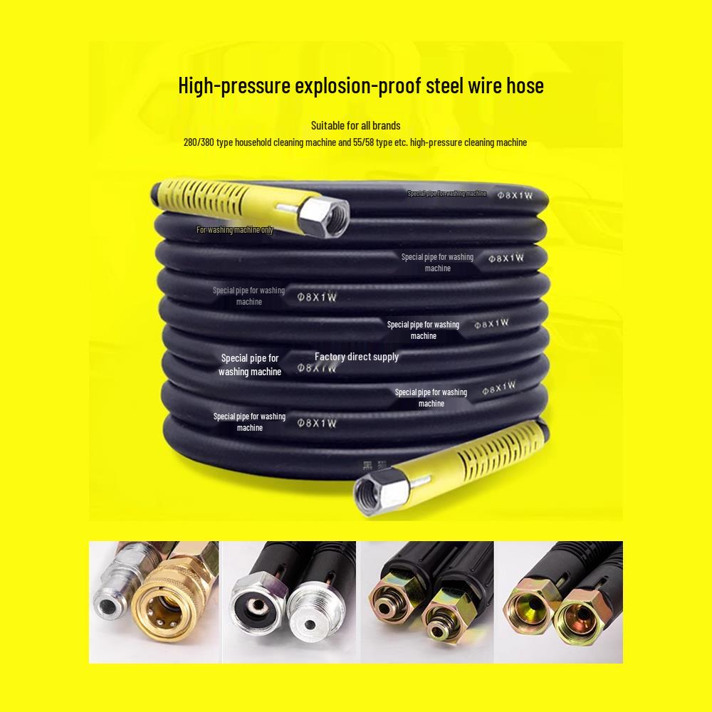 Black Cat 380 Steel Wire High-Pressure Car Wash Hose for 55/58 Pumps Other