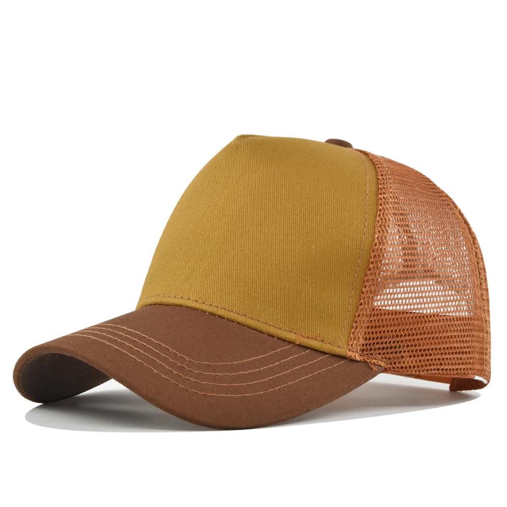 Customized Logo Printed Baseball Cap Hard Top 5 Panels Mesh Caps For Unisex Women Cap Breathable Sun Hat Pure Color Gorra Wholesale
