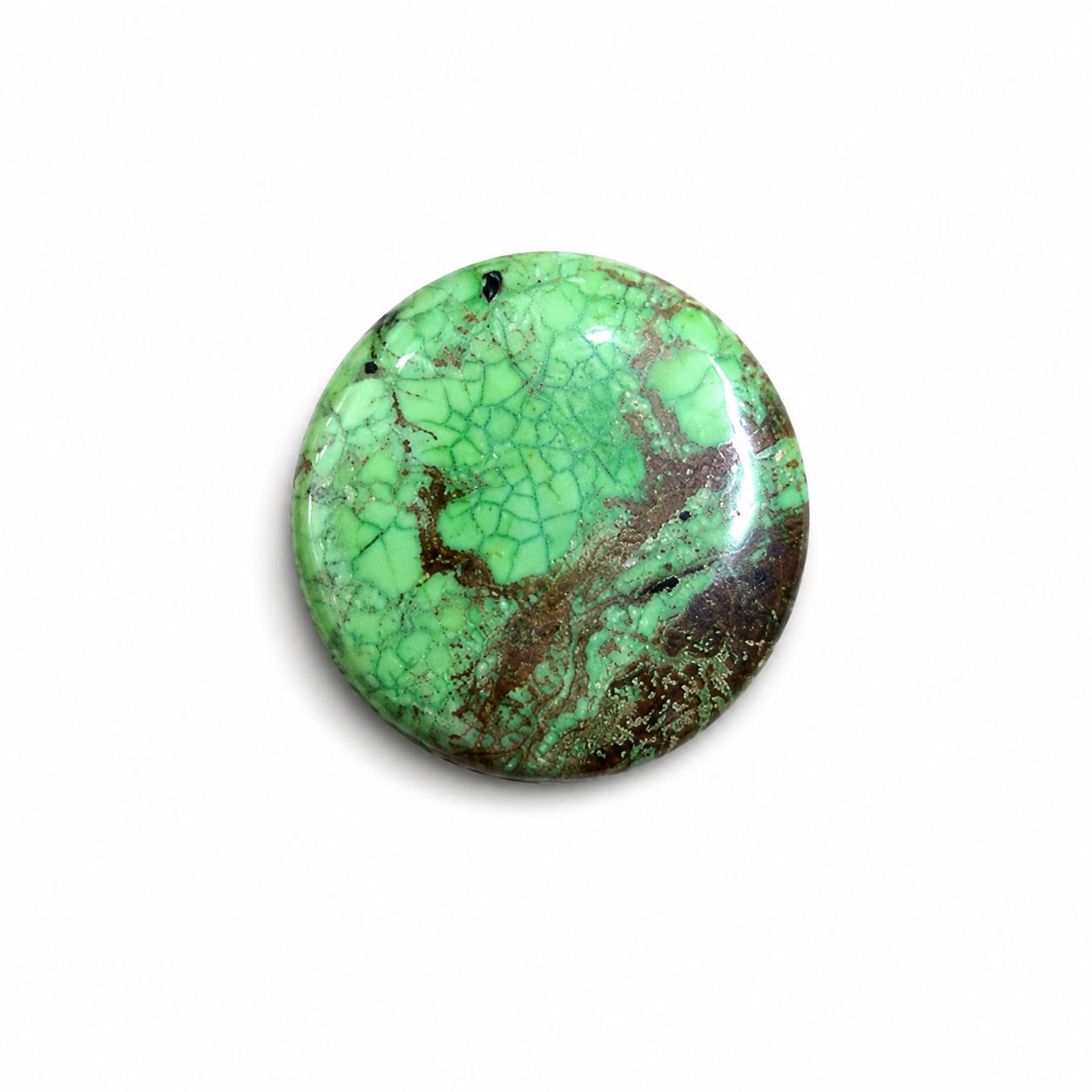 Green Turquoise Round Cabochon 33mm | Large Statement Gemstone for Jewelry Making 33mm