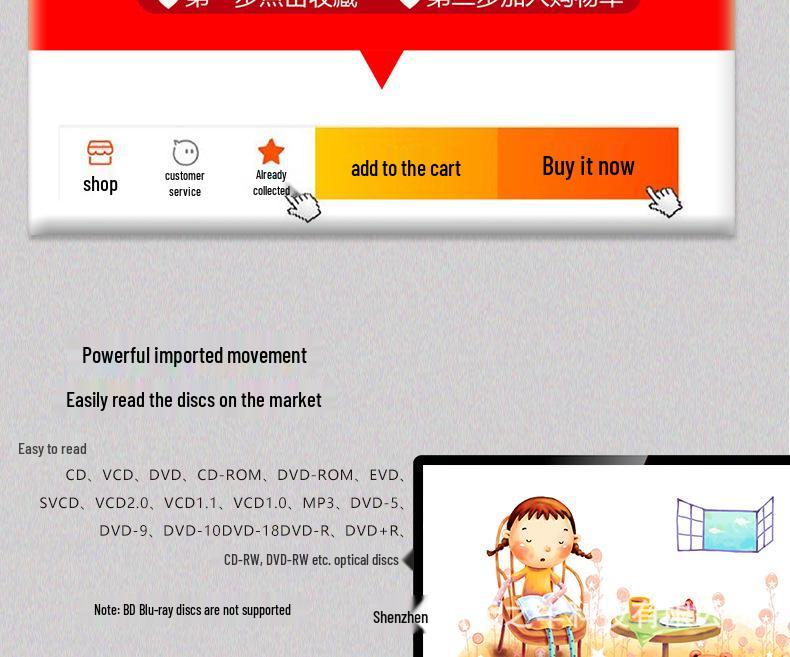 USB 3.0 Portable External DVD/CD Burner and Player for Laptops