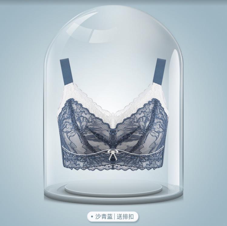 Sommer dünne Übergröße Unterwäsche für Damen ohne Bügel, große Brüste, kleine BHs, Vollschale Anti-Hänge-Effekt, Unterbrust atmungsaktiv