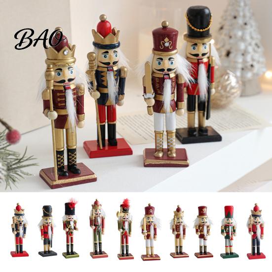 Solid Wood Holiday Gift Wooden Nutcracker Soldier Figurine, Handcrafted Christmas Tabletop Ornament Handmade Festive for Desk And Bookshelf