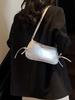 Vintage Bow Tie Decor Solid Color Underarm Shoulder Bag Fashion PU Leather Adjustable Strap Zipper Crossbody Bag For Dates Outing Parties CLE