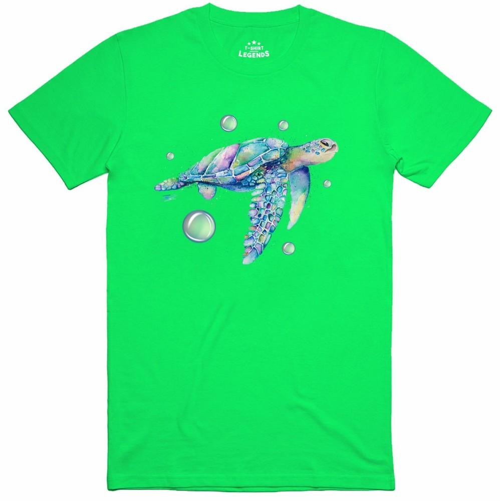 Psychedelic Turtle Nature Print 100 Cotton Regular Fit T Shirt