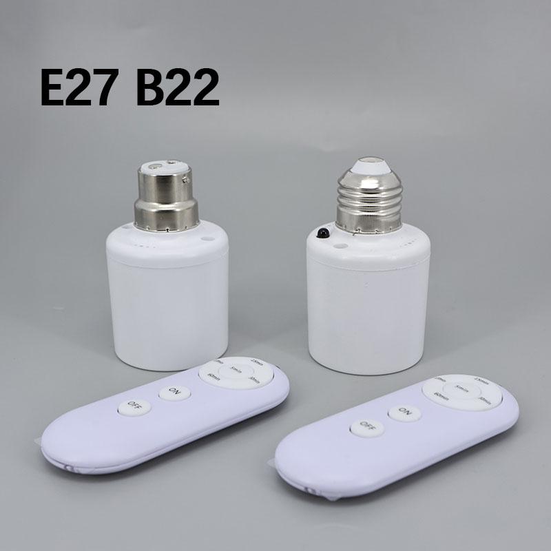 E27 or B22 Remote Control Light Bulb Base Socket Smart Timer Switch Wireless 8m Lamp Holder AC 110V 220V ON Off