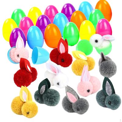 24Pcs Fillable Easter Eggs with Bunnies Mini Plush Animals Basket Stuffers Colorful