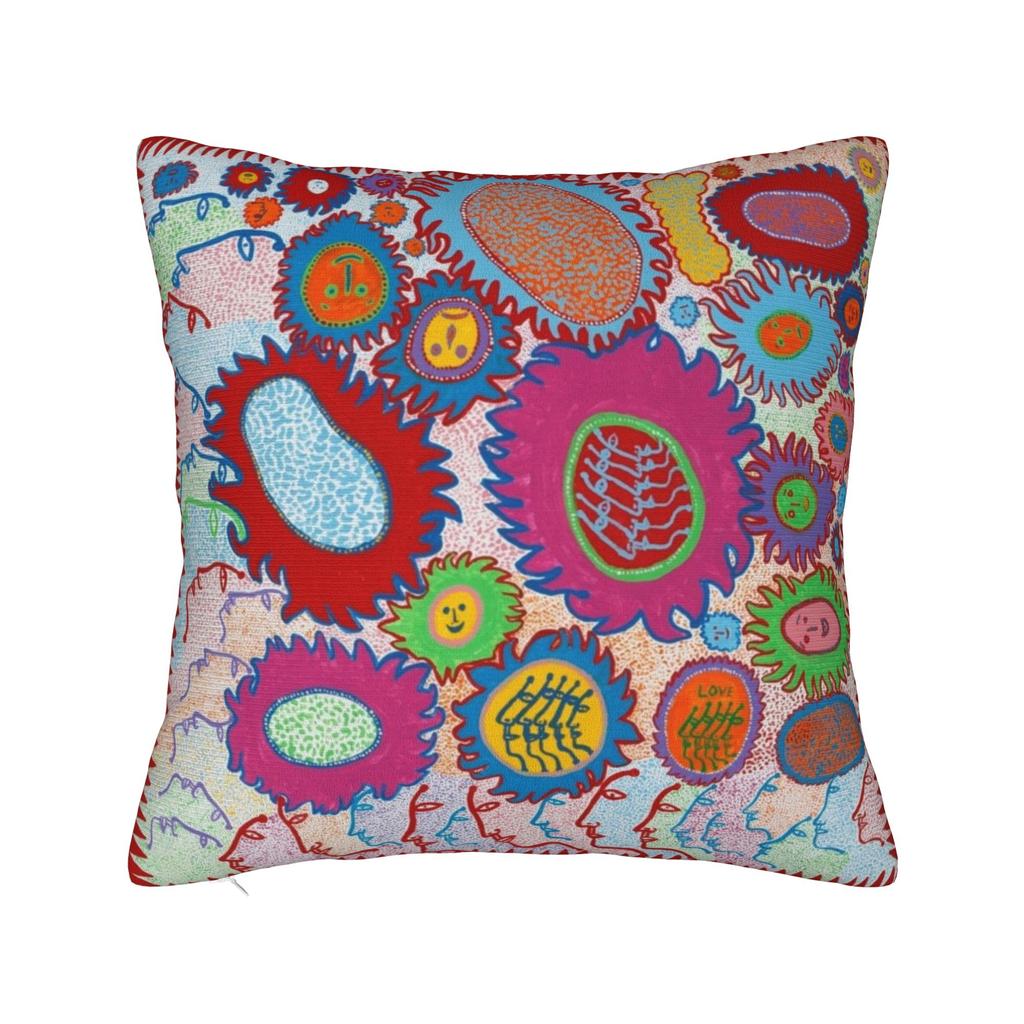 Yayoi Kusama Art Square Pillow Case Polka Aesthetic Cushion Cover Vintage Zippered Decorative Throw Pillow Case Cover for Seat