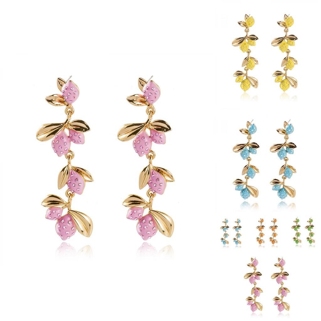 Chic Metal Plated Fruit Earrings For Women Unique Summer Jewelry