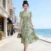 Elegant Chiffon Summer Dress for Middle-aged Women - Short-Sleeved, Wide-cut, Long Skirt for Women In Their 40s and Beyond