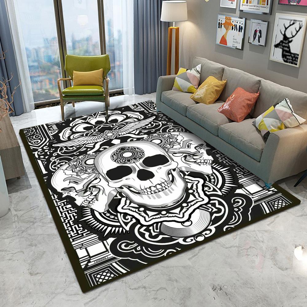 

Ретро Декоративный Узор Череп Ковер Гостиная Диван Спальня Кабинет Кухня Входной Дверной Коврик Нескользящий Декор Игральные Карты Ковер 50x80cm