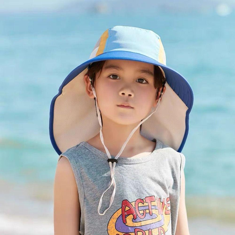 UV Protection Baby Fisherman Cap Sunscreen Wide Brim Bucket Hat Fashion Kids Sun Hat  Girls