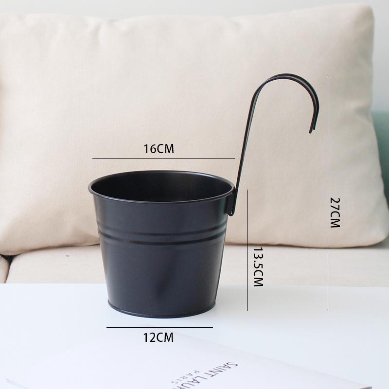 

Metal Tinplate Hanging Flower Pot with Detachable Hook for Balcony or Railing
