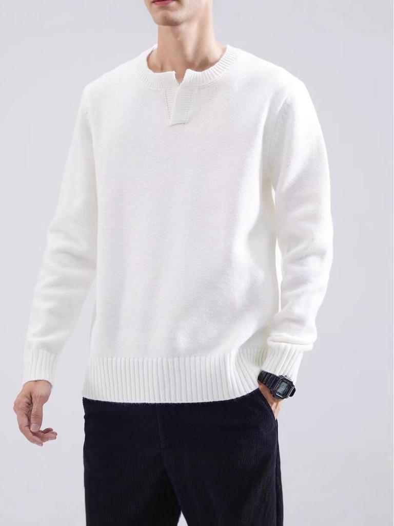Autumn/Winter 2025 Men's Solid Color Round Neck Sweater - Soft, Youthful, Versatile Knitwear