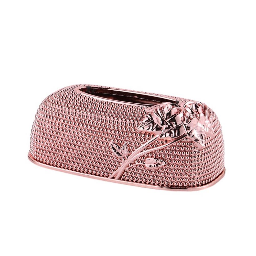 

Waterproof European-style Tissue Box Luxury Plastic Paper Case Table Decorations розового золота