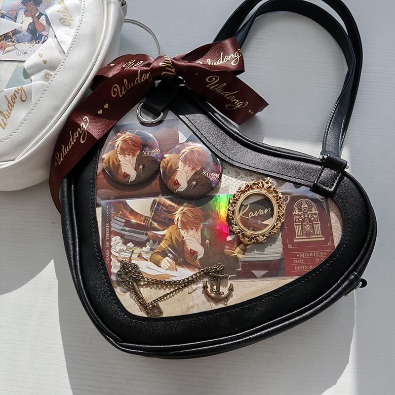 JIAERDI Lolita Transparent White Ita Bag Handbag Women New Heart Leather Crossbody Pain Bag Ladies Sweet Cute Messenger Bag 2025