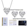 Fine 925 Sterling Silver Heart Moissanite Jewelry Set D Color VVS1 Necklace Earrings Set Pass Diamond Tester for Women Gift