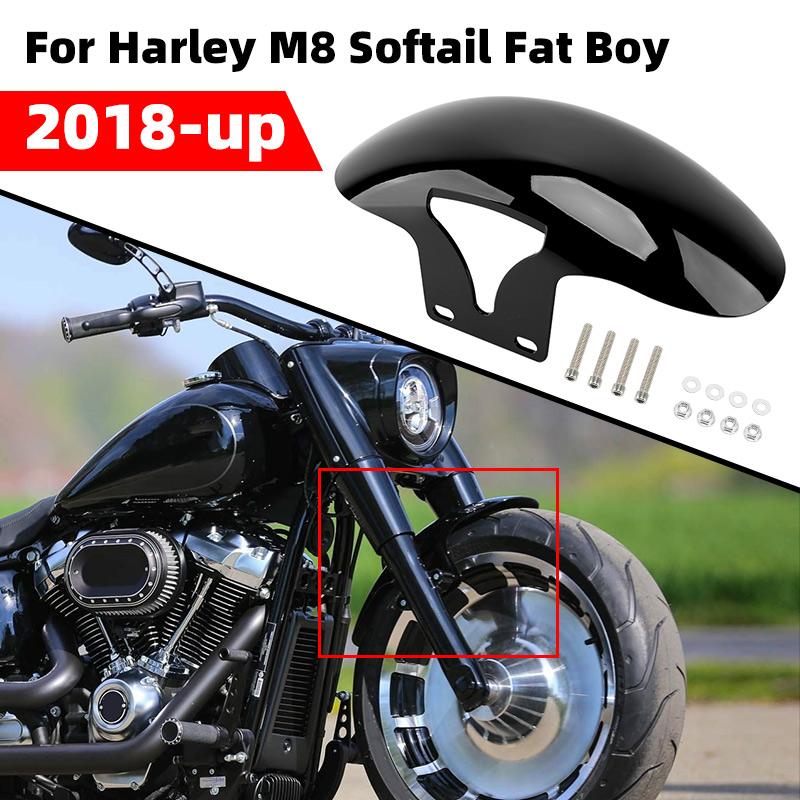 Motorcycle Accessories For Harley Softail M8 Fatboy FLFBS FLFB 2018-up Front Fender Short Mudguards Protector Cover Gloss Black