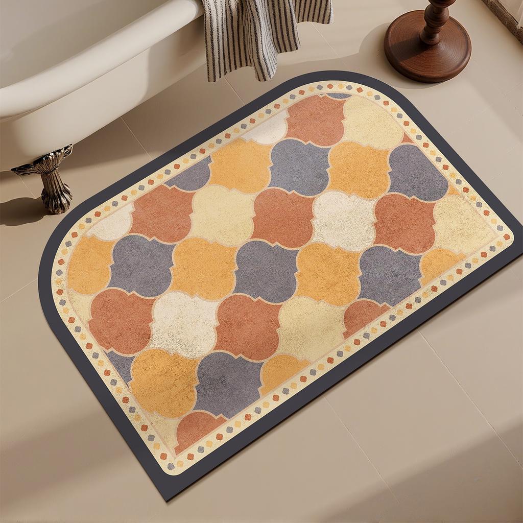 Retro wind diatom mud floor mat household bathroom door bathroom floor mat water absorption quick drying dirt resistant non-slip mat