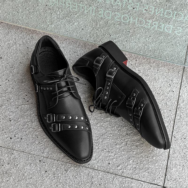 Black Men Genuine Leather Wedding Dress Shoes Flat Designer British Style Daily Walking Shoes Outdoor Party Youth Shoes 2025 New