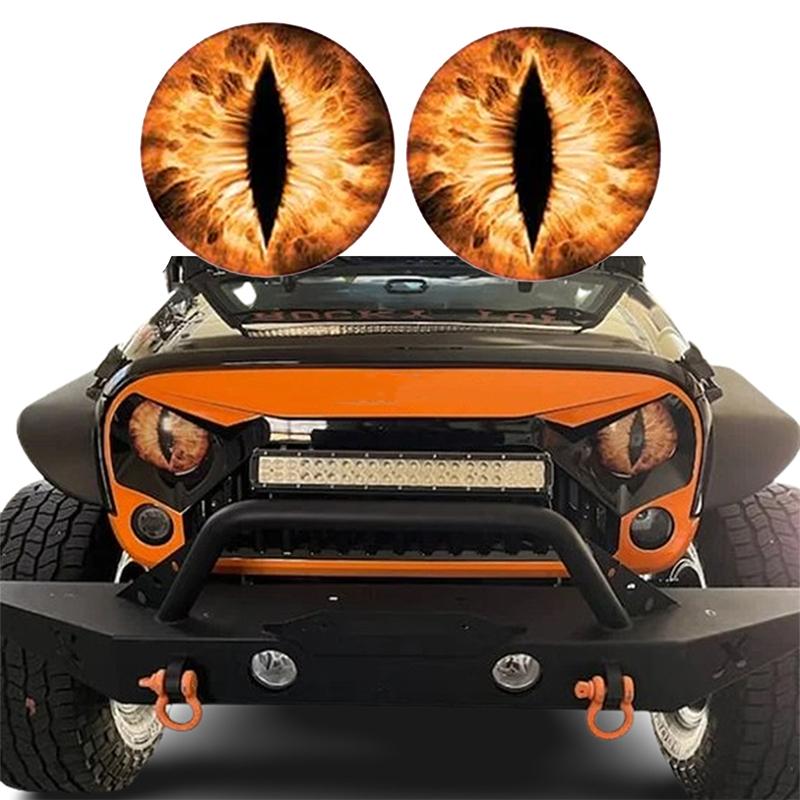 2Pcs Beast Eyes Headlight Decals Round Beastly Eyes Look Stickers Beak Front Motorcycle Stickers Car Window Bumper Decor Sticker