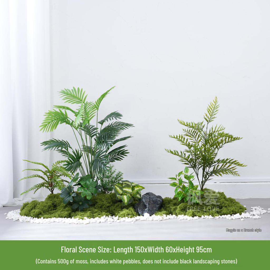 Luxury Faux Green Plant and Flower Decor - Indoor Moss and Grass Clusters for Elegant Landscaping.