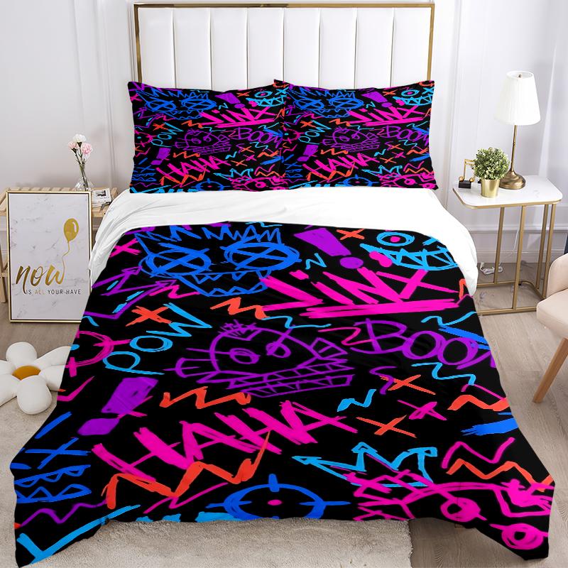 3Pcs Vivid Graffiti Art Bedding Sets For All Sizes New 3D Printed Bed Cover Comforter Duvet Cover Pillowcase Bedroom Decoration