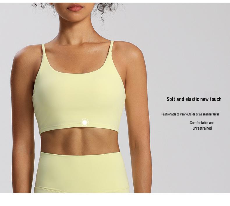 Nude Feel Shockproof Sports Bra with Sexy Straps and Removable Pads for Women – Fitness and Yoga Wear