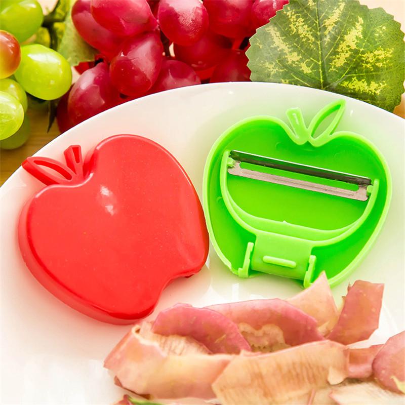 2pcs Apple Shape Stainless Steel Fruit Peeler Mini Foldable Vegetable Peeler Portable Kitchen Tool