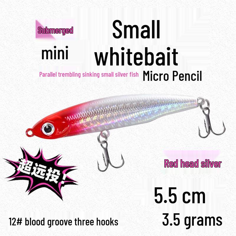Small Silver Fish Pencil Twitching Long Cast Slow-Sinking Freshwater & Sea Fishing Lure for Mackerel & Asp