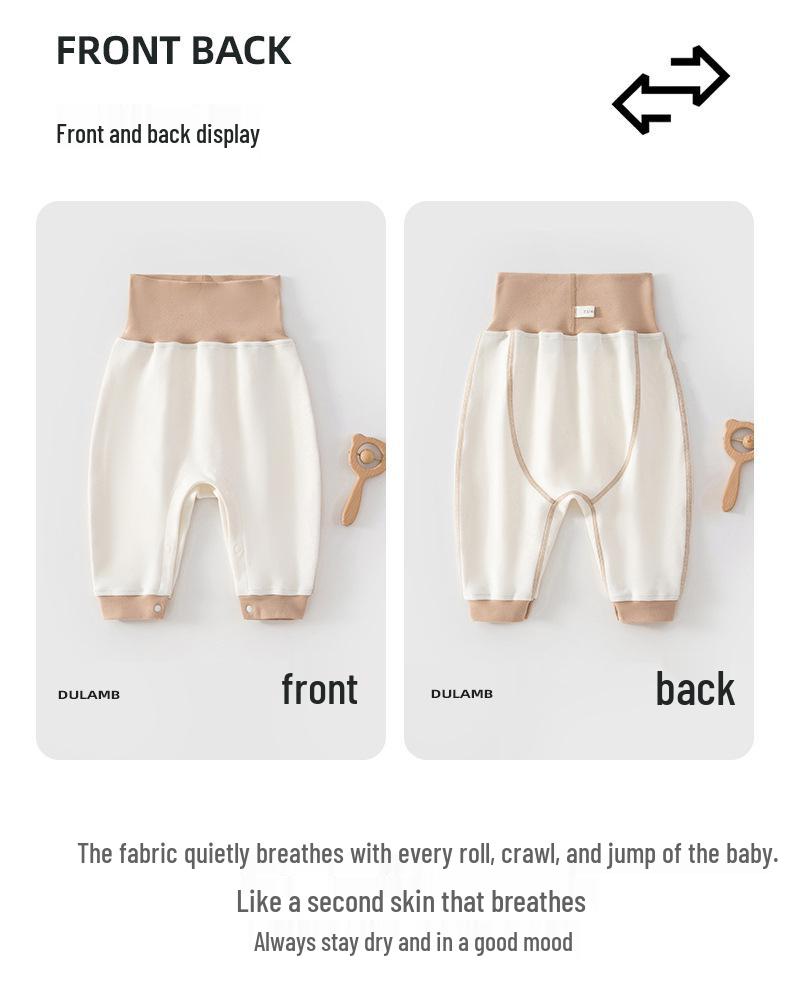 Baby Soft Down High Waist Snap Crotch Diaper Cover Pants - Warm Base Layer for Spring, Autumn, Winter