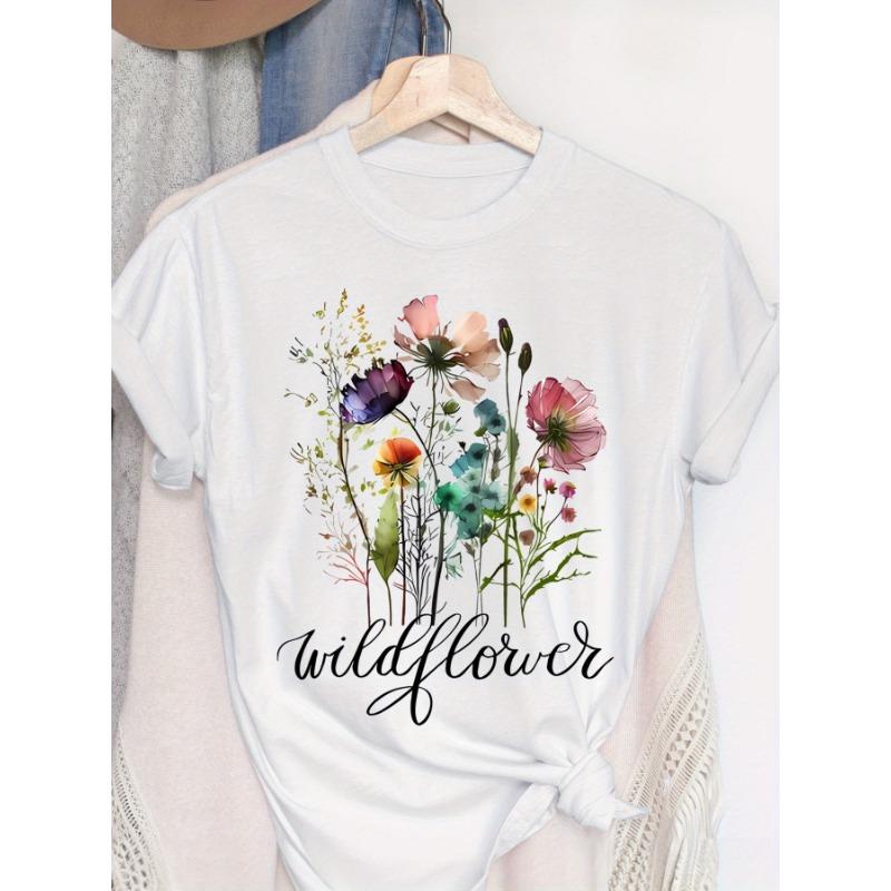 

Wild Flower floral print short-sleeved crew neck T-shirt XL