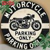 D PaintingMotorcycle Parking Only Vintage Aluminum Sign  Durable Outdoor Decor For Garage