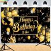 Black Gold Series Crown Photography Backdrops Props Banner For Photoshoot Balloon Birthday Party Photo Studio Background BD-03