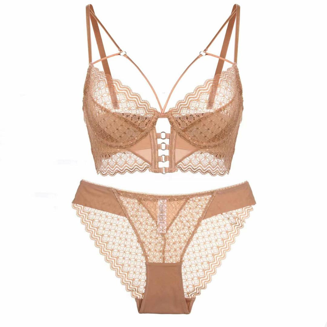 

Французское сексуальное женское ультратонкое нижнее белье для большой груди и маленькое нижнее белье с подгрудными косточками, кружевной бюстгальтер с защитой от провисания 85D розовый