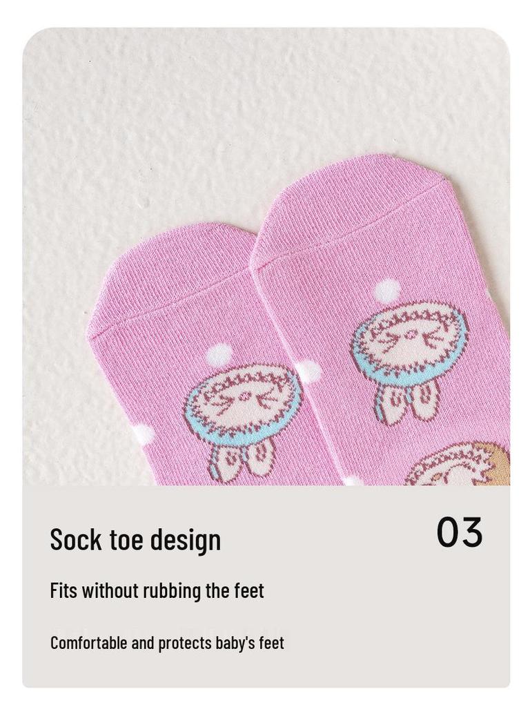 Labubu Niedliche Cartoon-Mittelwaden-Baumwollsocken für Mädchen - Frühlings-, Herbst- und Winterkollektion