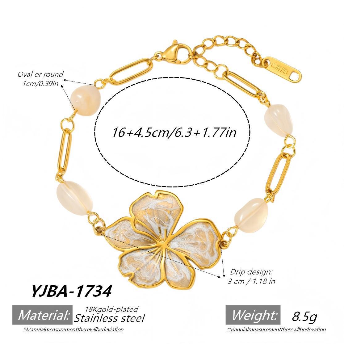 Four-Leaf Clover Stainless Steel Necklace and Bracelet Set, Minimalist 18k Gold-Plated Jewelry 18K