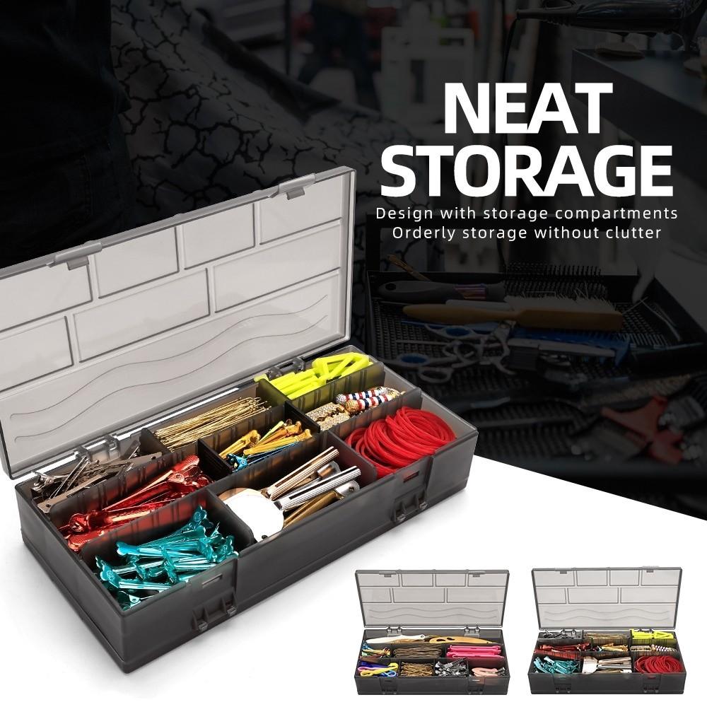 Space Saving Barber Tools Storage Box Adjustable Multi-grid Compartment Organizer  Barber Shop