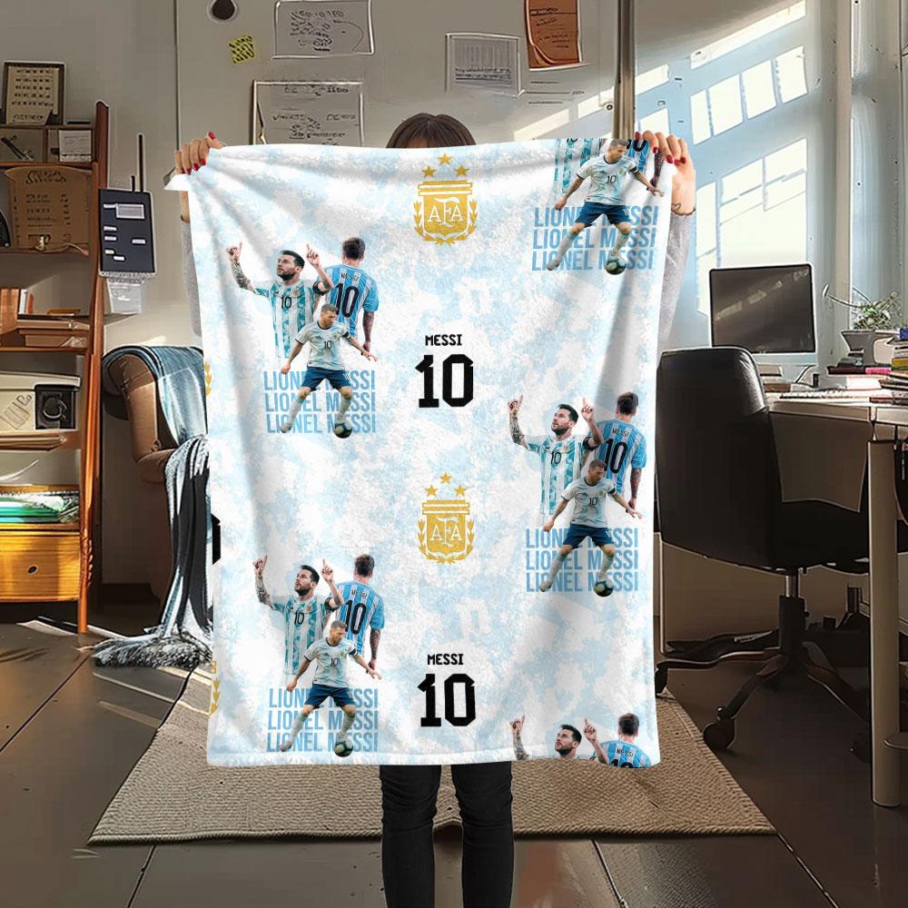 1PC Messi Patterned Flannel Blanket Suitable For All Seasons for Home Decor Warmth and Comfort Gifts Holiday Present